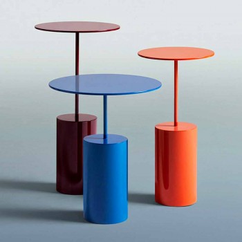 Tavolino Rotondo da Salotto in Lamiera Colorato di Design Moderno - Cocktail
