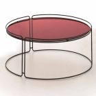 Tavolino Rotondo da Salotto in Metallo con Piano in Vetro Made in Italy - George Viadurini