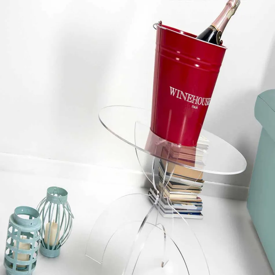 Tavolino rotondo di design, in PMMA trasparente Laives Viadurini