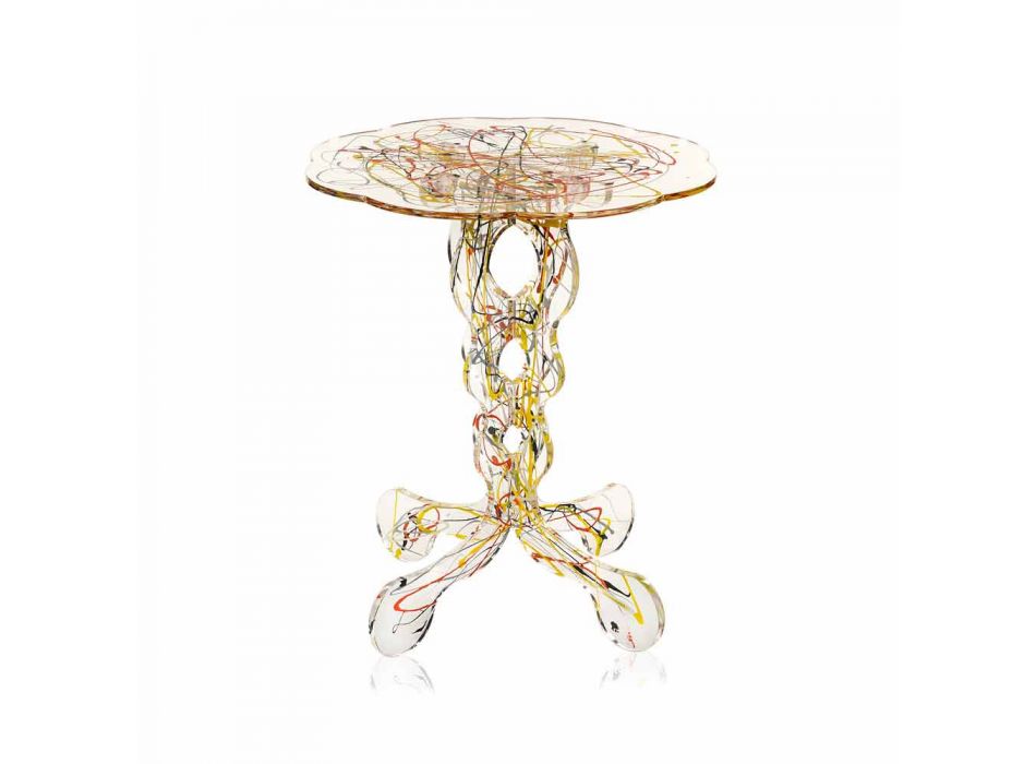 Tavolino rotondo diametro 36 cm design multicolore Janis,made in Italy Viadurini