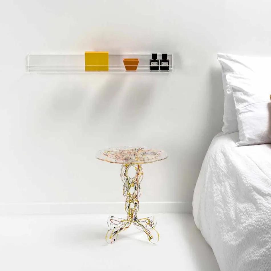 Tavolino rotondo diametro 36 cm design multicolore Janis,made in Italy Viadurini