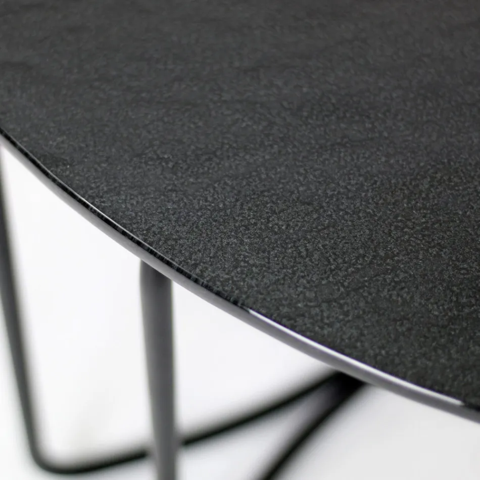 Tavolino Rotondo in Vetro con Base a 3 Mezzelune Made in Italy - Arepa Viadurini