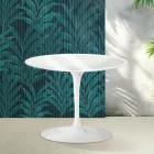 Tavolino Rotondo Tulip Saarinen H 41 cm in Ceramica Florim Bianco Lucido - Scarlet Viadurini