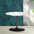 Tavolino Rotondo Tulip Saarinen H 41 cm in Ceramica Florim Calacatta Gold Lucido - Scarlet