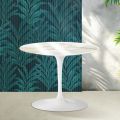 Tavolino Rotondo Tulip Saarinen H 41 cm in Ceramica Florim Calacatta Gold Lucido - Scarlet