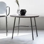 Tavolino Salotto con Piano Rotondo in Legno Massello Made in Italy - Makino Viadurini