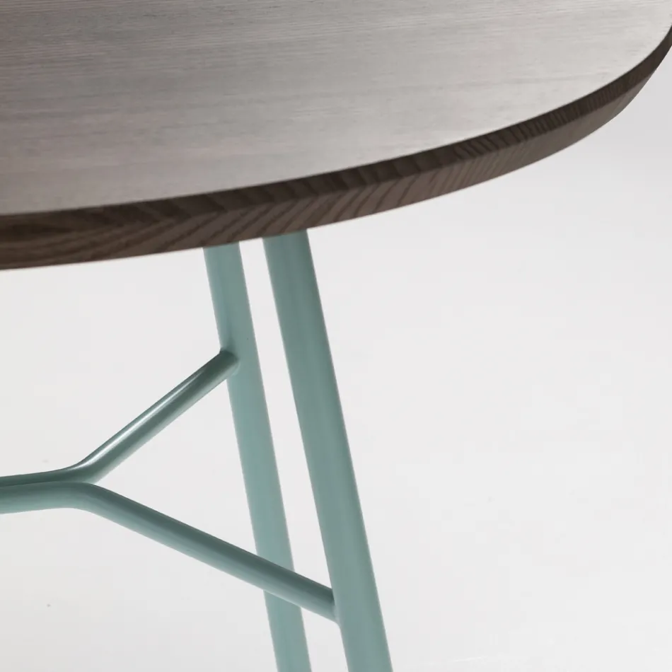 Tavolino Salotto con Piano Rotondo in Legno Massello Made in Italy - Makino Viadurini