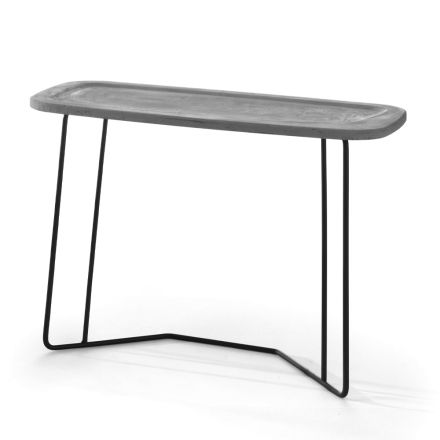 Tavolino Salotto con Struttura in Metallo e Piano in Cemento Made in Italy - Evolve Viadurini