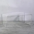 Tavolino Salotto in Cristallo Acrilico Trasparente Piegato a Mano - Crosto Viadurini