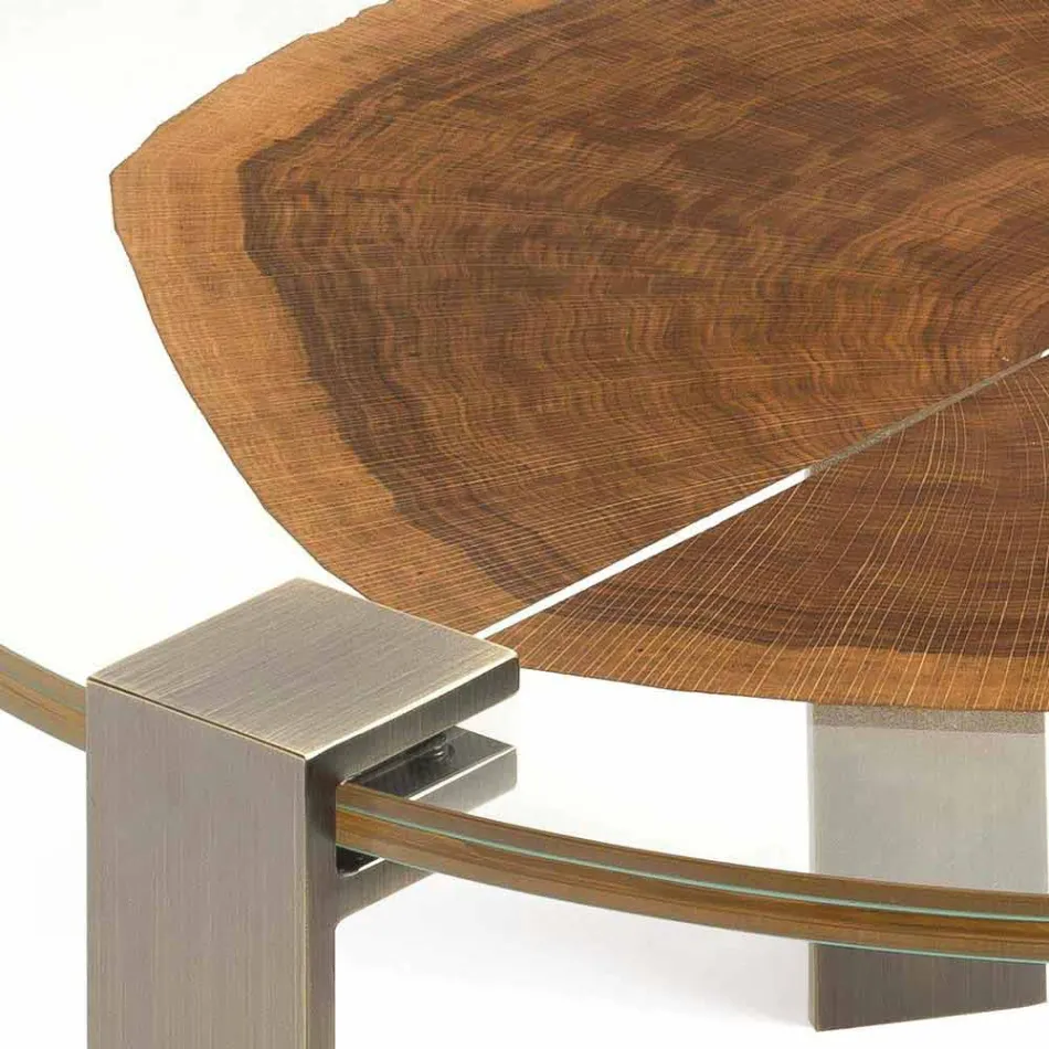 Tavolino Salotto in Legno e Acciaio con Gambe in Metallo Made in Italy - Damasco Viadurini