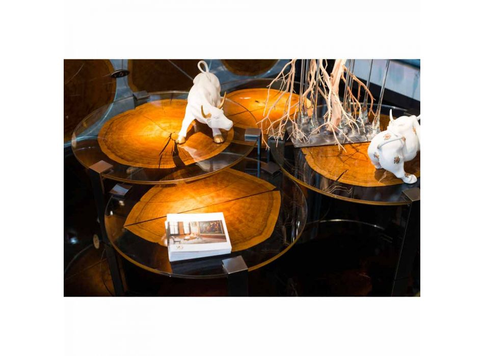 Tavolino Salotto in Legno e Acciaio con Gambe in Metallo Made in Italy - Damasco Viadurini