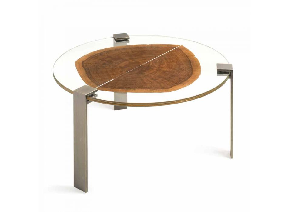 Tavolino Salotto in Legno e Acciaio con Gambe in Metallo Made in Italy - Damasco Viadurini