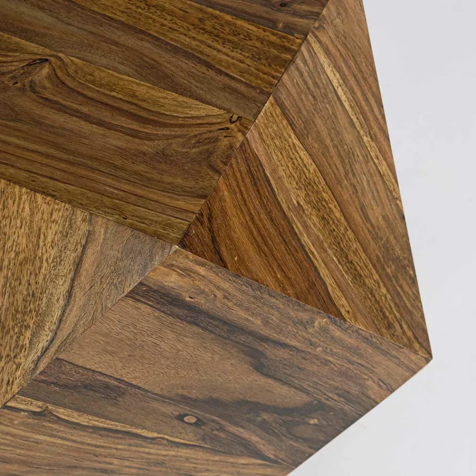 Tavolino Salotto in Legno Sheesham Design Poligonale Homemotion - Torrice Viadurini