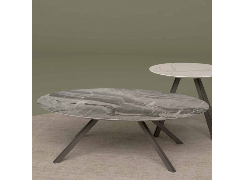 Tavolino Salotto in Marmo Orobico o Calacatta e Metallo Made in Italy – Sirena Viadurini