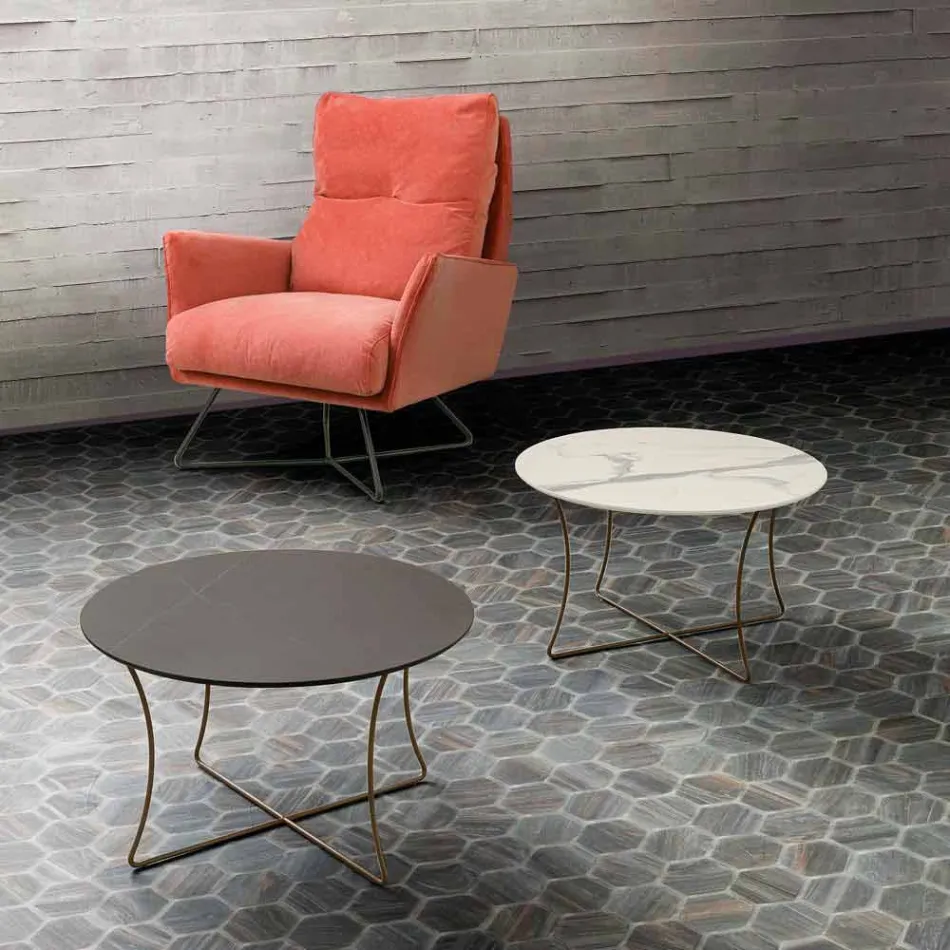 Tavolino Salotto in Metallo Verniciato con Piano in Hpl Made in Italy - Numbo Viadurini