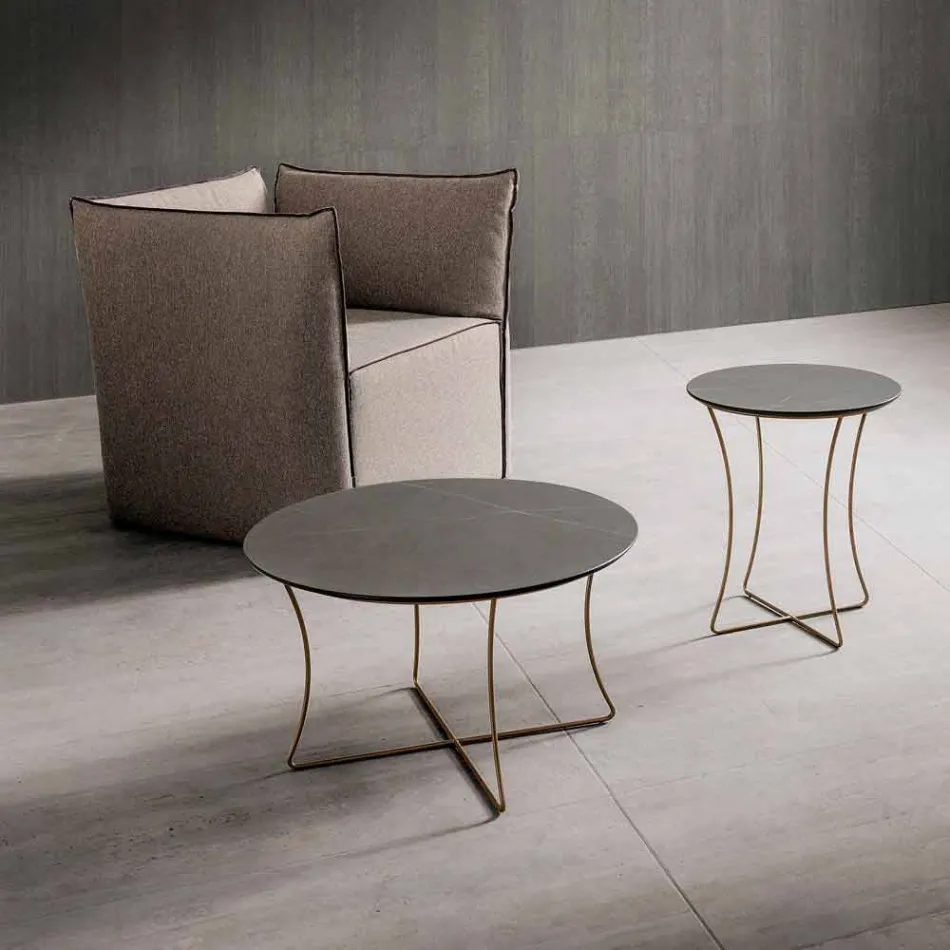 Tavolino Salotto in Metallo Verniciato con Piano in Hpl Made in Italy - Numbo Viadurini