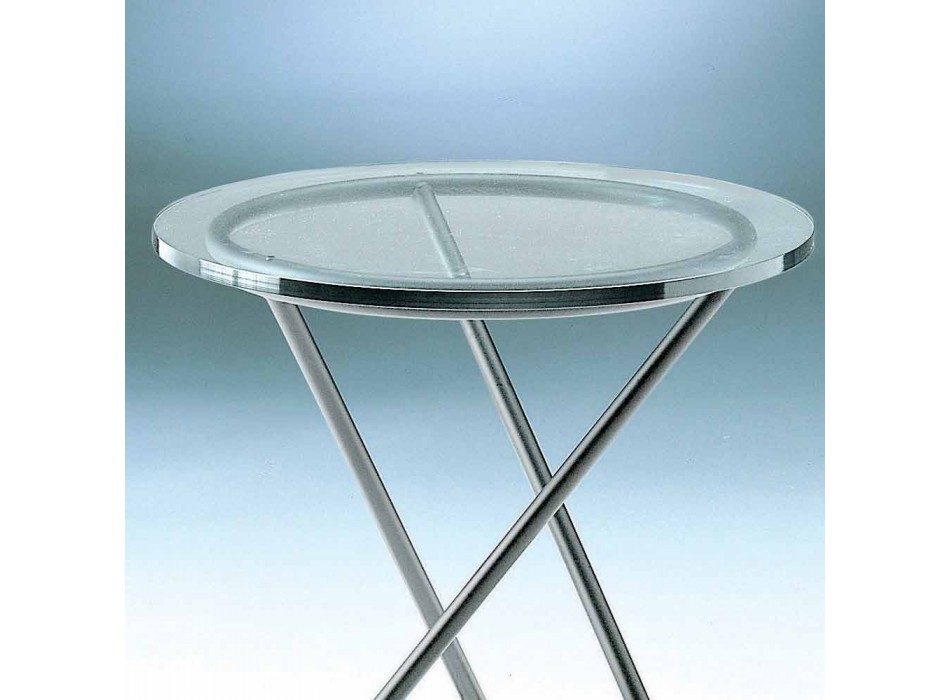 Tavolino Salotto in Vetro Temperato con Base in Acciaio Made in Italy - Pegaso Viadurini