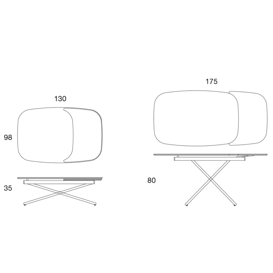 Tavolino Salotto Trasformabile Allungabile in Metallo e Ceramica - Gioacco Viadurini