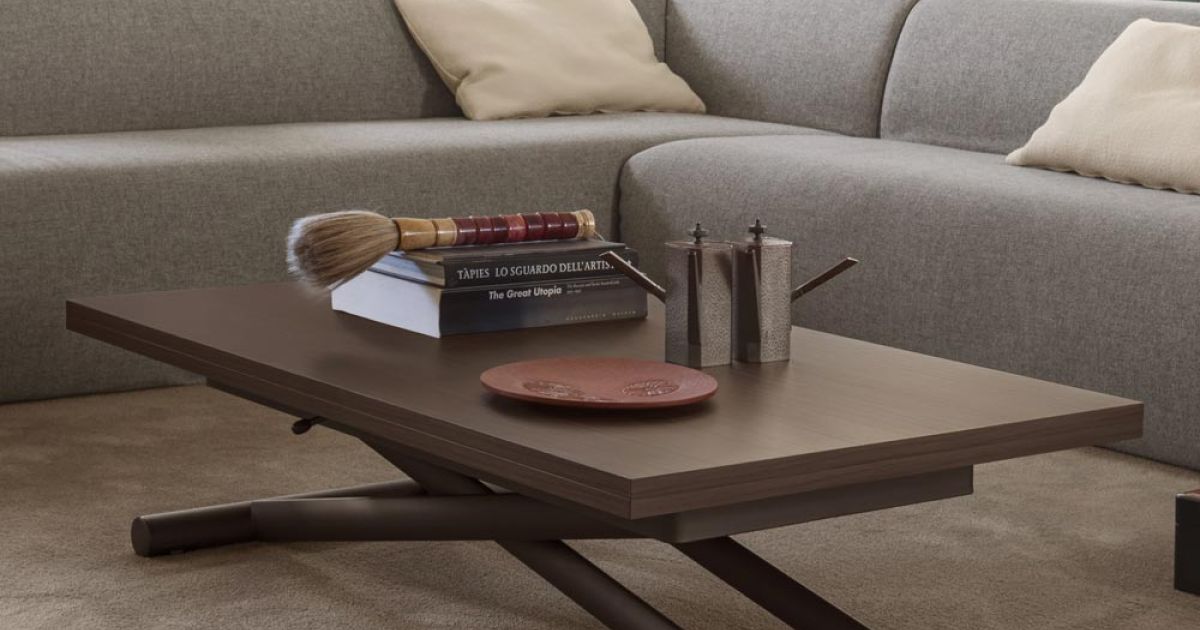 Tavolino Salotto Trasformabile Metallo e Legno Nobilitato