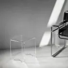 Tavolino Sgabello Cristallo Acrilico Trasparente Minimale Italiano - Plarco Viadurini