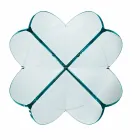 Tavolino Soggiorno a Fiore Vetro Trasparente e Base Acidata 3 Misure - Fiorella Viadurini