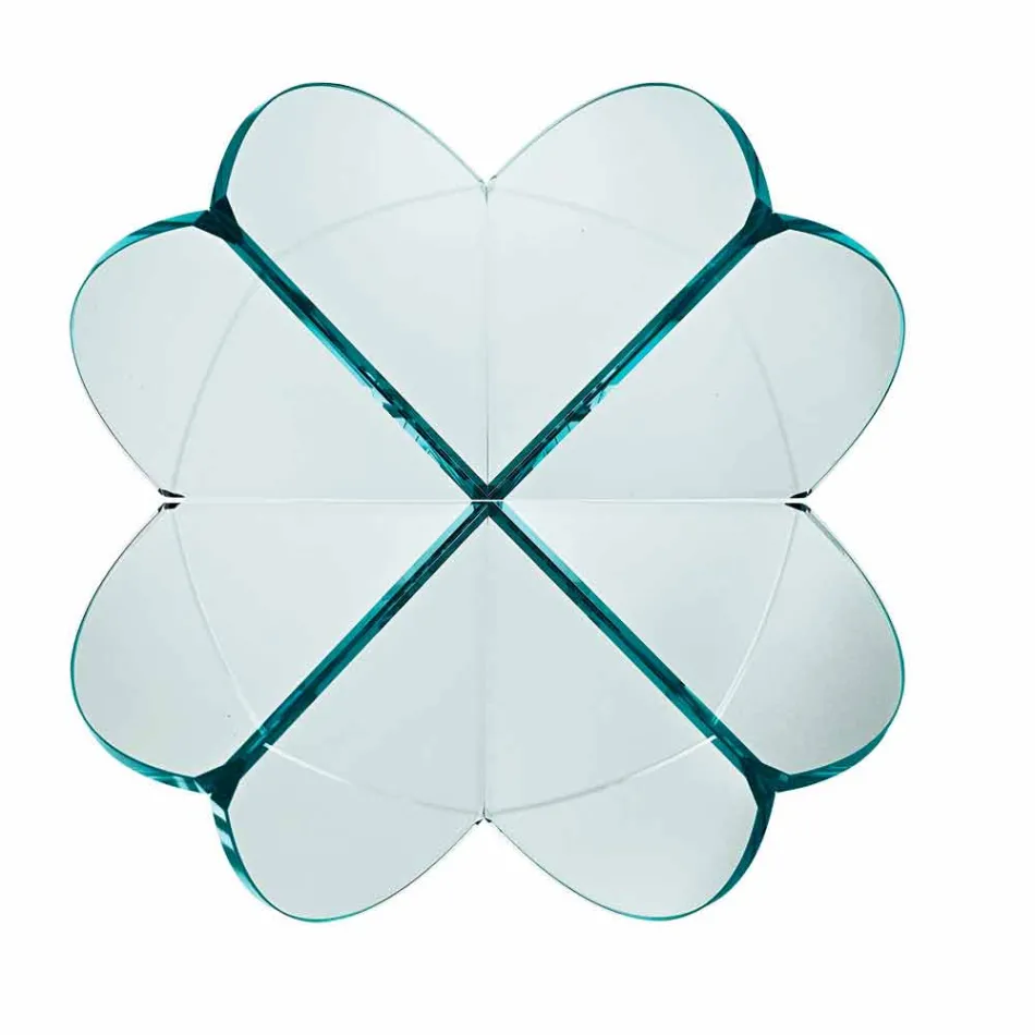 Tavolino Soggiorno a Fiore Vetro Trasparente e Base Acidata 3 Misure - Fiorella Viadurini