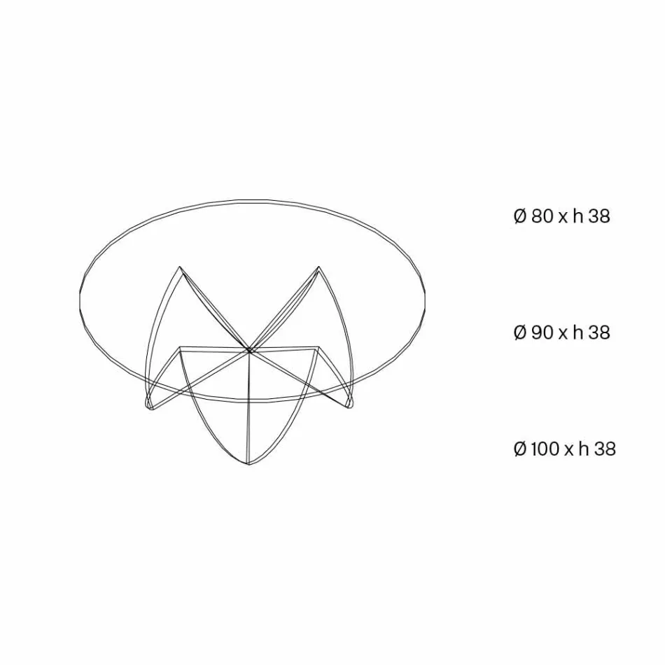 Tavolino Soggiorno a Fiore Vetro Trasparente e Base Acidata 3 Misure - Fiorella Viadurini