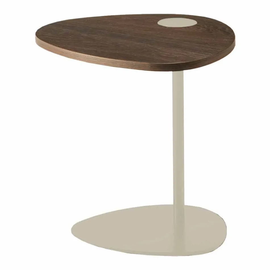 Tavolino Soggiorno in Metallo e Piano in Legno, Design di Lusso - Yassine Viadurini