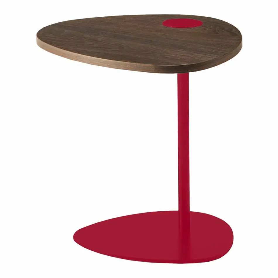 Tavolino Soggiorno in Metallo e Piano in Legno, Design di Lusso - Yassine Viadurini