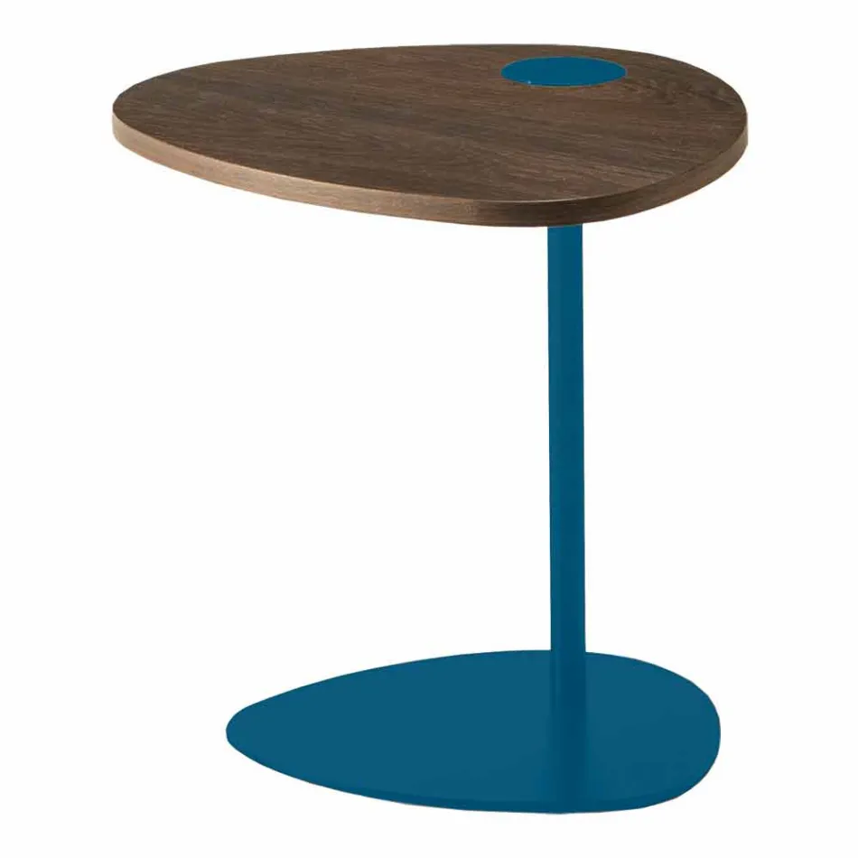 Tavolino Soggiorno in Metallo e Piano in Legno, Design di Lusso - Yassine Viadurini