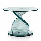Tavolino Soggiorno in Vetro Trasparente a Spirale e Base Rotante - Spirulo Viadurini