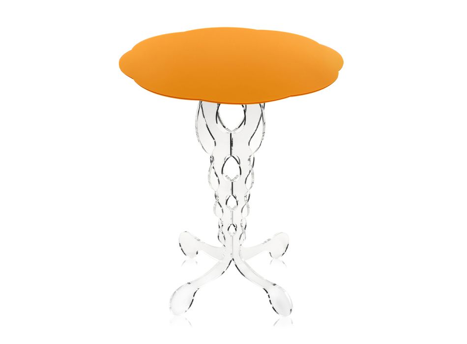Tavolino tondo arancione moderno diametro 36 cm Janis,made in Italy Viadurini