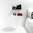 Tavolino tondo bianco diametro 50cm design moderno Janis,made in Italy Viadurini