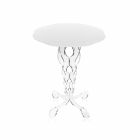 Tavolino tondo bianco diametro 50cm design moderno Janis,made in Italy Viadurini