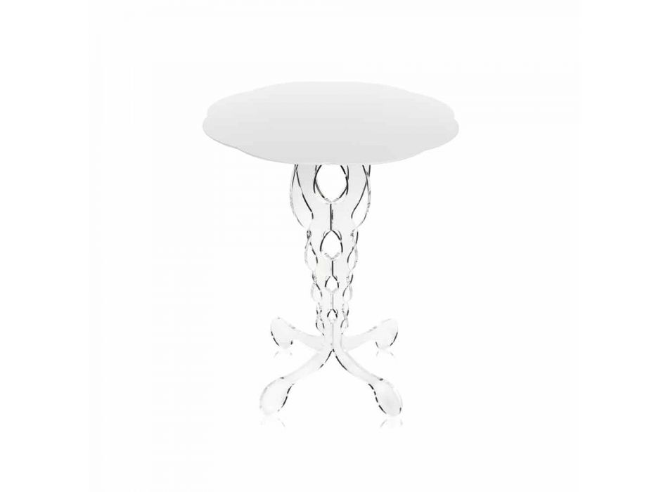 Tavolino tondo bianco diametro 50cm design moderno Janis,made in Italy Viadurini