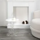 Tavolino tondo bianco diametro 50cm design moderno Janis,made in Italy Viadurini