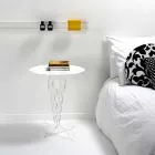 Tavolino tondo bianco diametro 50cm design moderno Janis,made in Italy Viadurini