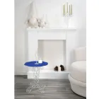 Tavolino tondo blu diametro 36 cm design moderno Janis, made in Italy Viadurini