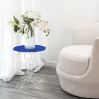 Tavolino tondo blu diametro 50 cm design moderno Janis, made in Italy Viadurini
