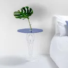 Tavolino tondo blu diametro 50 cm design moderno Janis, made in Italy Viadurini