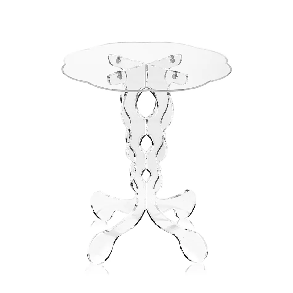 Tavolino Tondo da Caffè in Plexiglass Trasparente 2 Dimensioni - Fosforo Viadurini