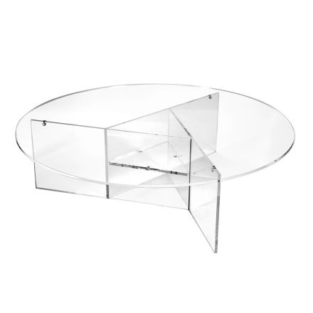 Tavolino Tondo da Caffè per Salotto in Plexiglass Trasparente - Dazeglio Viadurini