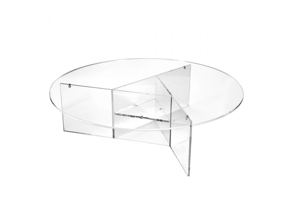 Tavolino Tondo da Caffè per Salotto in Plexiglass Trasparente - Dazeglio Viadurini