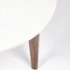 Tavolino Tondo da Caffè per Soggiorno in Marmo e Legno di Mango - Desiderio Viadurini