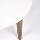 Tavolino Tondo da Caffè per Soggiorno in Marmo e Legno di Mango - Desiderio Viadurini