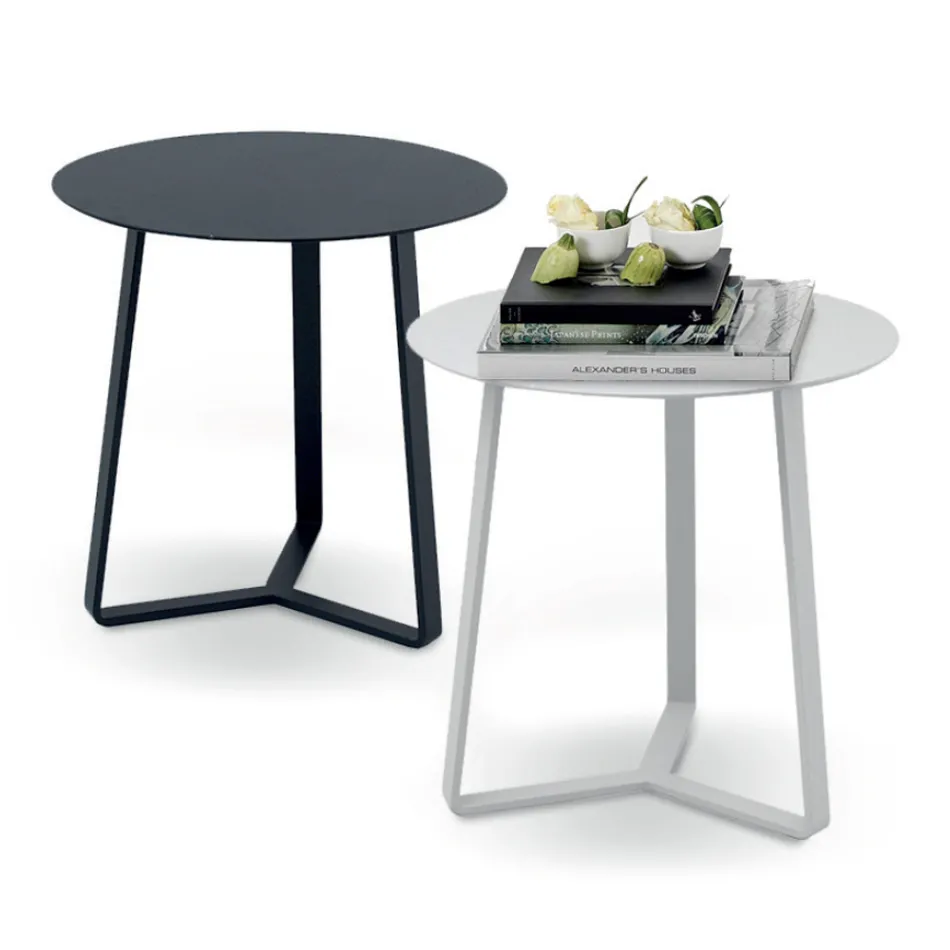 Tavolino Tondo da Esterno in Alluminio Verniciato a Polveri Espossidiche - Mitch Viadurini