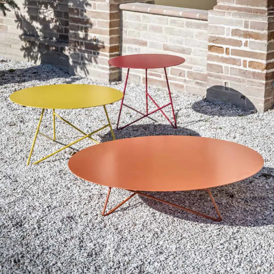 Tavolino Tondo da Giardino in Metallo di Vari Colori e 3 Dimensioni - Magali Viadurini