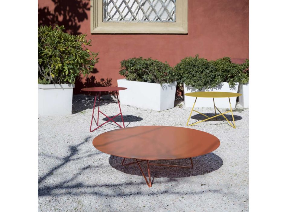 Tavolino Tondo da Giardino in Metallo di Vari Colori e 3 Dimensioni - Magali Viadurini