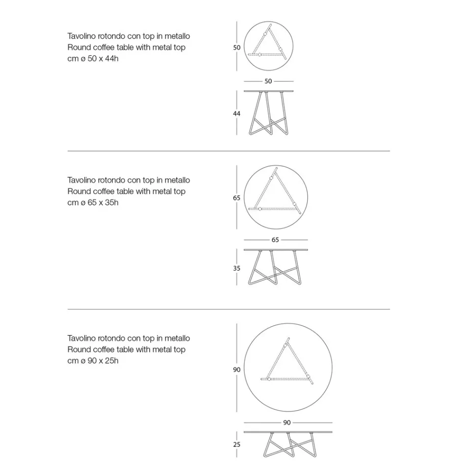 Tavolino Tondo da Giardino in Metallo di Vari Colori e 3 Dimensioni - Magali Viadurini