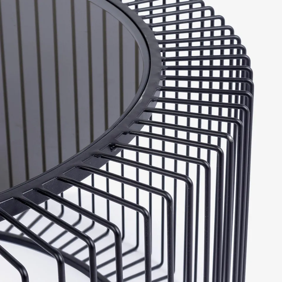 Tavolino Tondo da Salotto in Acciaio Verniciato e Vetro Temperato - Apuleio Viadurini